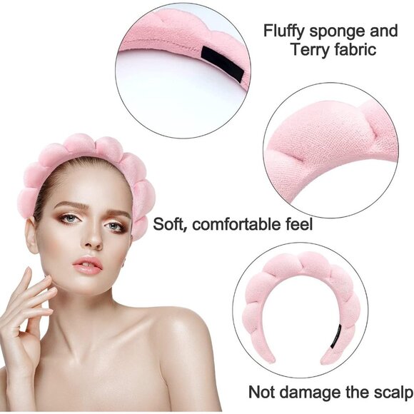 🆕Women Black Cotton Blend Terry Cloth Makeup Hair Wrap Facial Mask Shower - Picture 3 of 7